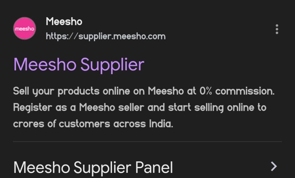 Meesho supplier panel 