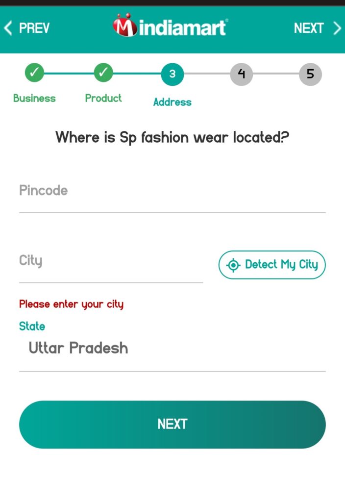 Enter business address 